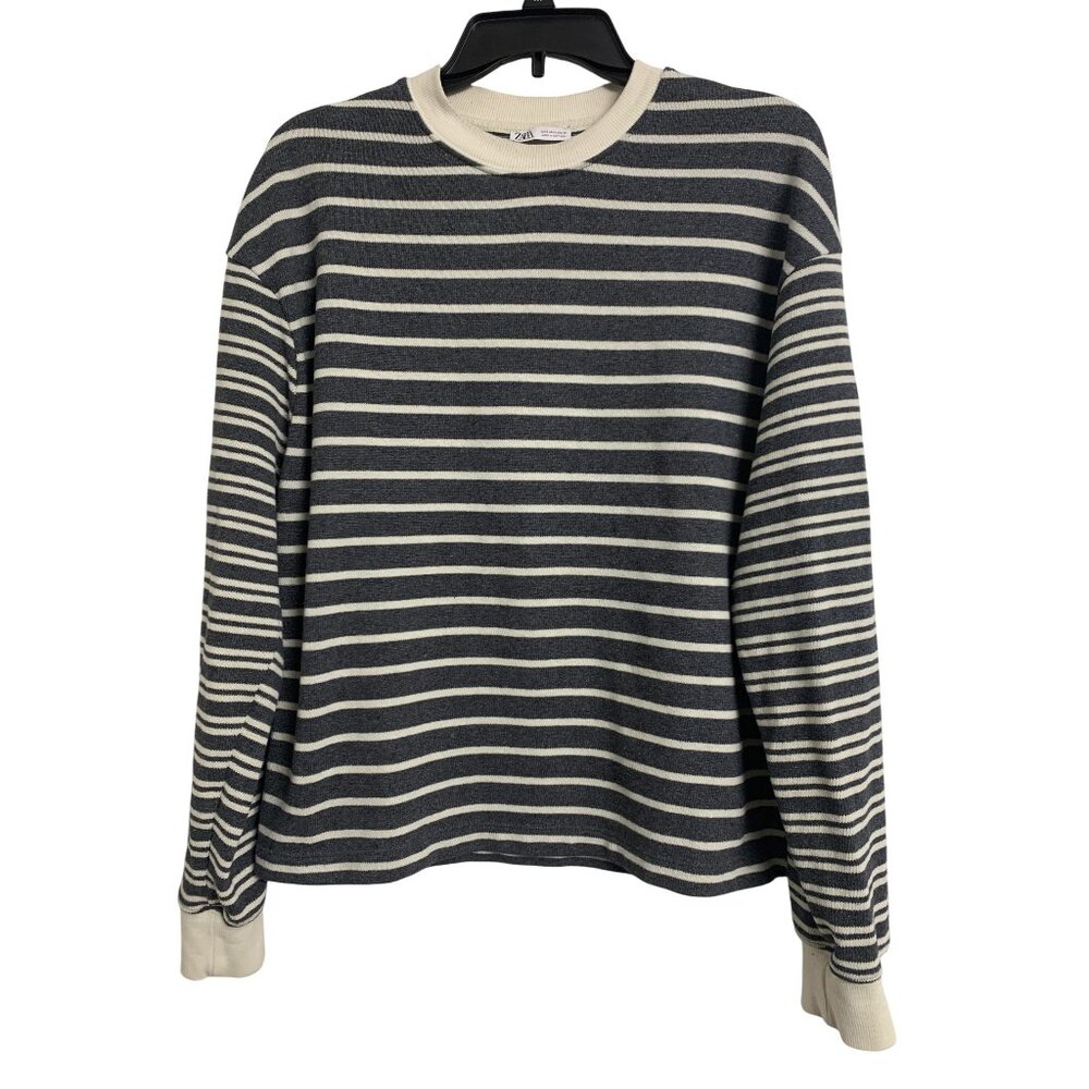 Zara Striped Cotton Crew Neck Nautical‎ Sweater Size S